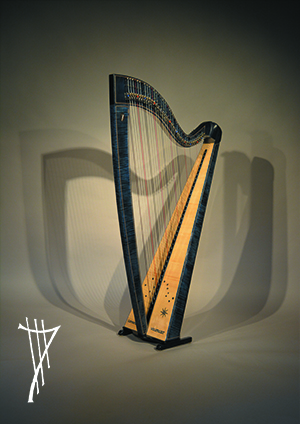 große Harfe Riona, Ahorn blau, Dentler Harfe